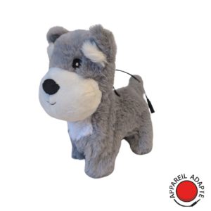 Peluche Fox Terrier animée avec contacteur pour jeu handicap moteur