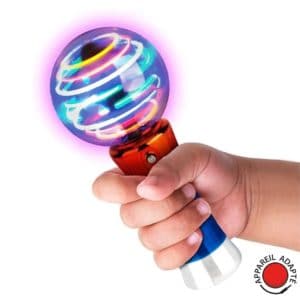 Jouet avec contacteur, baguette LED rotative, parfait pour la stimulation sensorielle et l'éveil lumineux