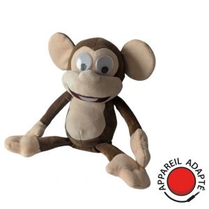 Singe interactif Funny Monkey – Jouet adapté handicap moteur, compatible contacteur, stimulant la motricité et l’éveil sensoriel.