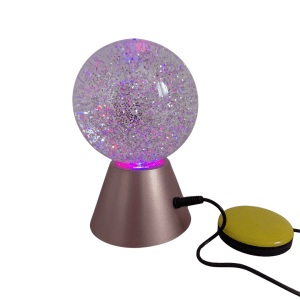 la lampe sensorielle adaptée est une lampe à boule en verre à paillettes adaptée pour utilisation avec contacteur