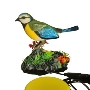 Oiseau adapté contacteur - Mésange interactive sur rocher avec fleurs pour handicap moteur