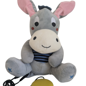 peluche âne adaptée contacteur jouet cache-coucou et musical