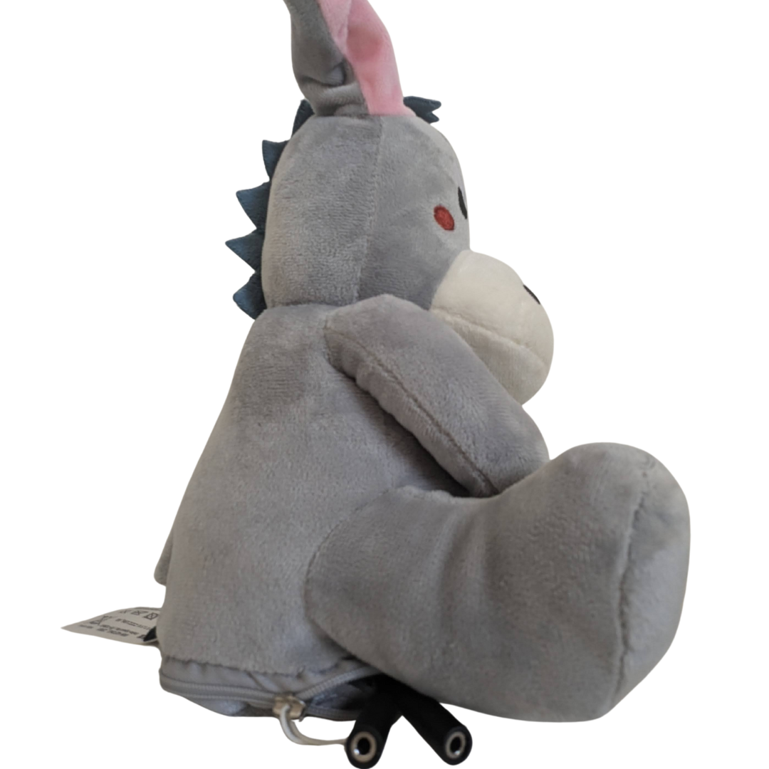 Peluche Âne Adaptée Contacteur : jouet interactif cache-coucou 2 peluche âne interactive qui joue à caché coucou avec ses oreilles. Adaptée pour contacteurs