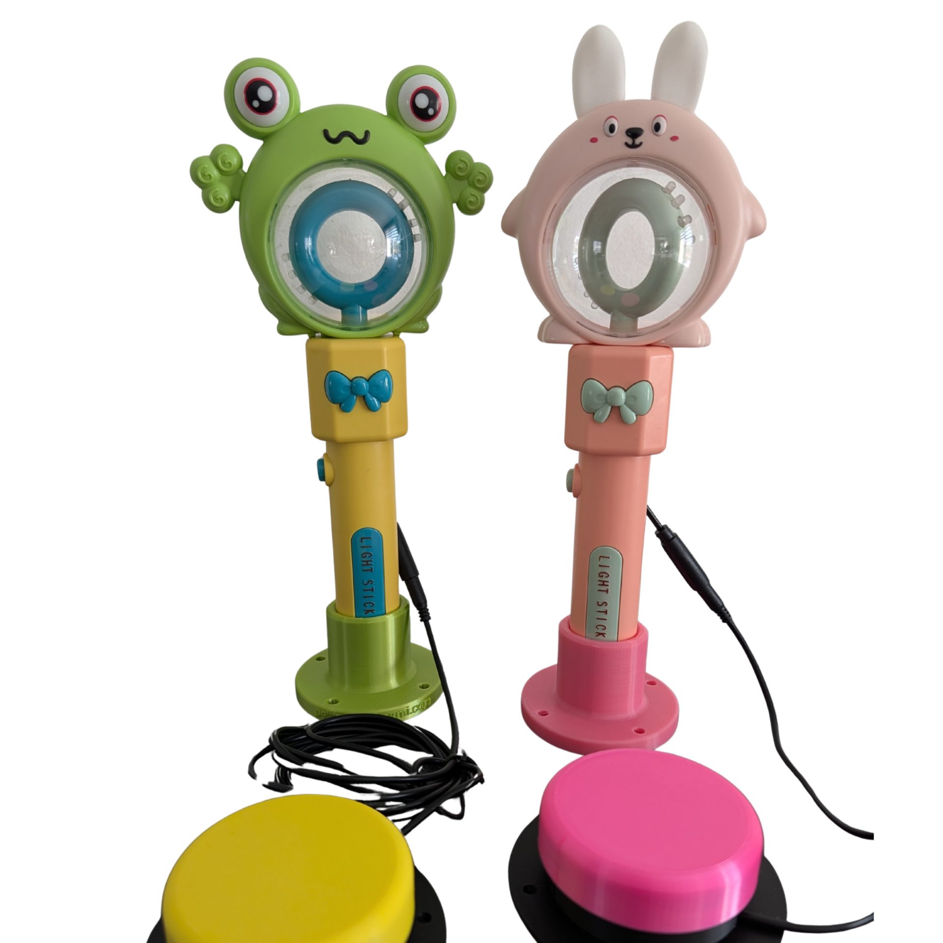 Jeu sensoriel adapté contacteur - Lapin ou grenouille lumineux 2 baguette led adaptée pour contacteur