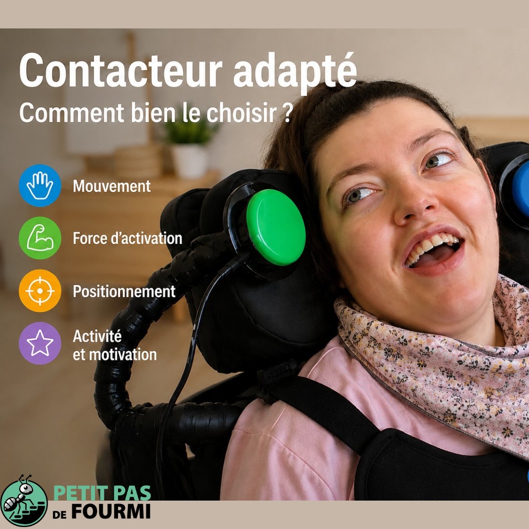 contacteur adapté. femme qui utilise deux contacteurs avec sa tête